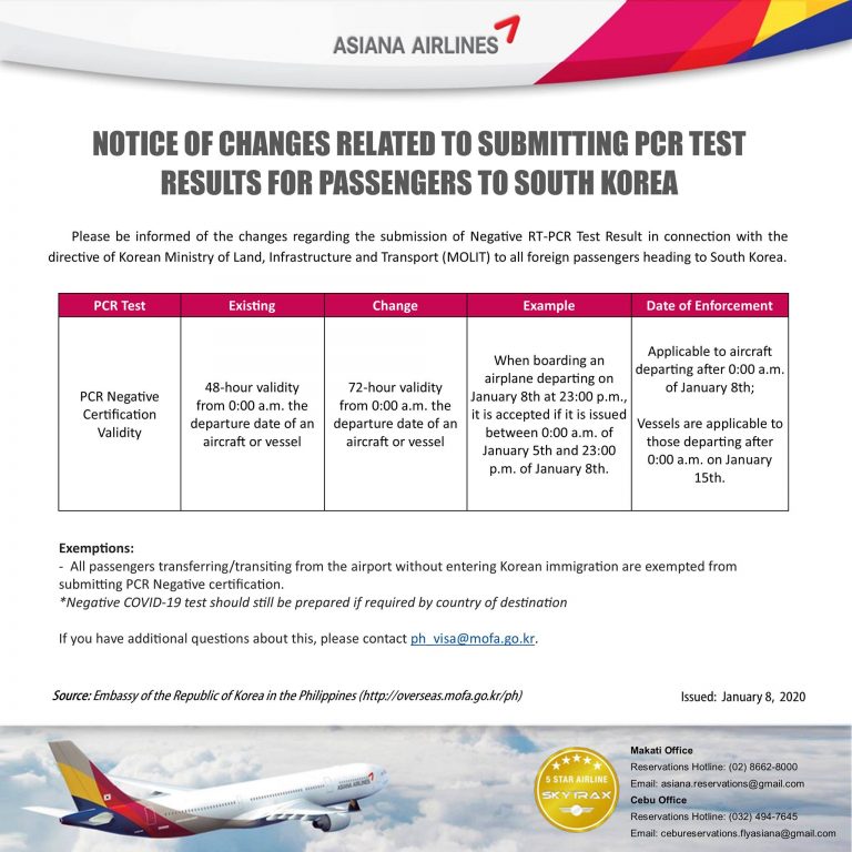 south korea travel pcr test