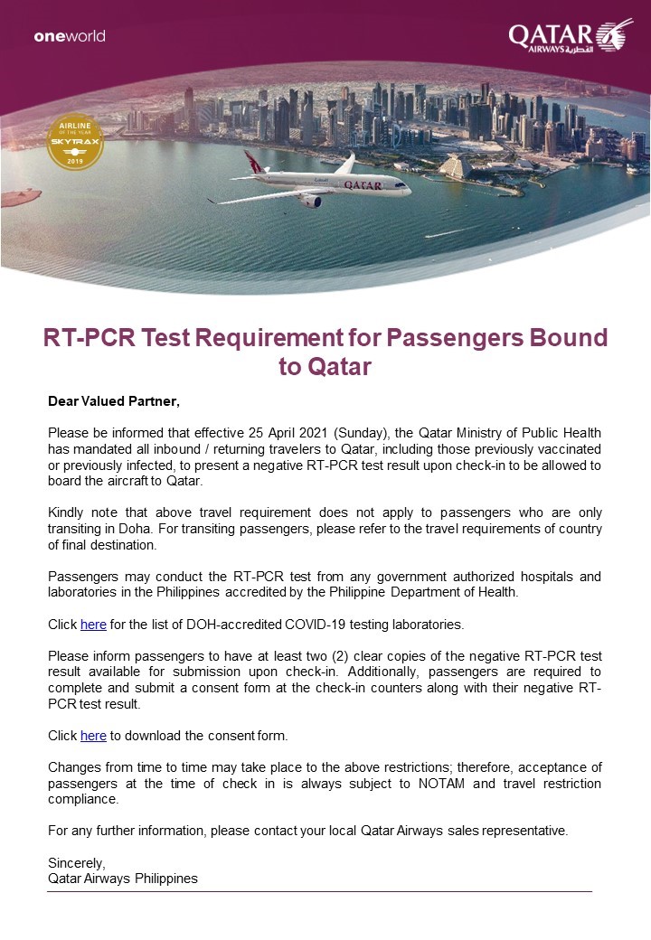 travel to qatar pcr